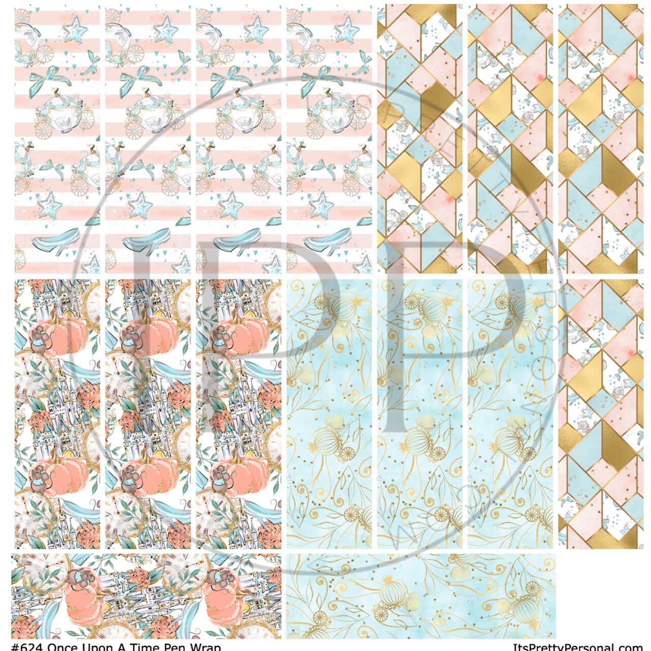 #624 Pen Wrap Once Upon A Time 1.5in x 4.75in 12x12 Vinyl Sheet